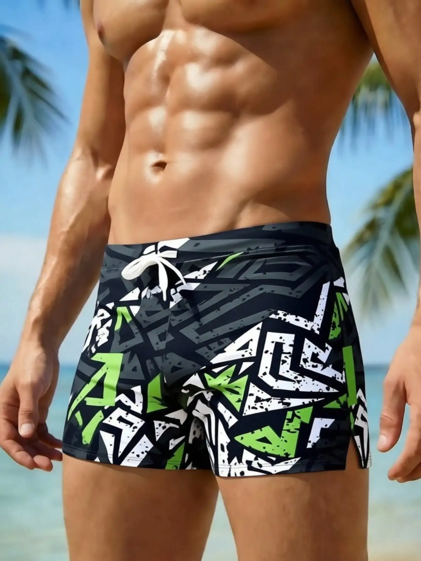 Bamboo Fiber Trunk - Men's Fashion Printed Pattern Drawstring Swim