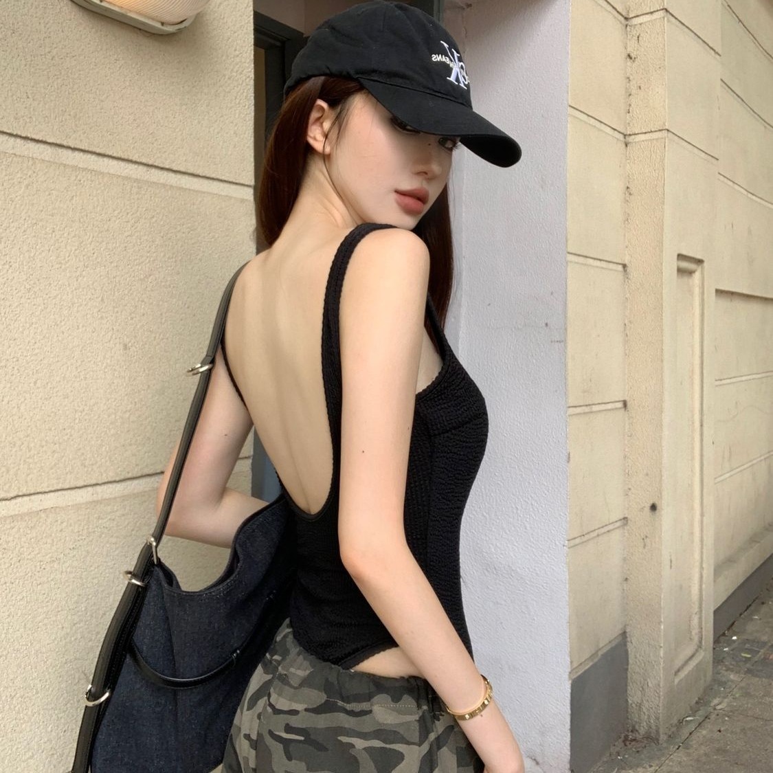 Black Strappy Bodysuit Sexy Ba - Tank Top Ribbed reseña y precio
