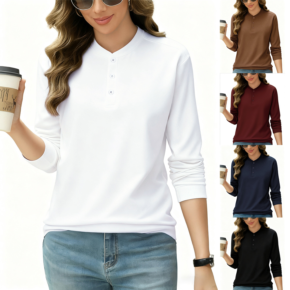 2026 NEW Solid Cotton Henley S - Undershirt Crew Neck reseña y precio