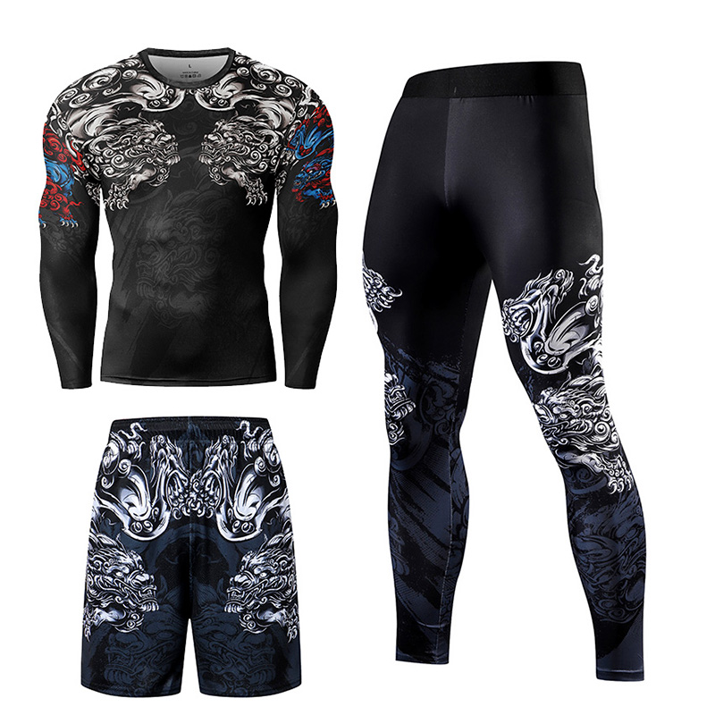 2/3PCS Men Jiu jitsu Tracksuit - Compression Long Pant reseña y precio