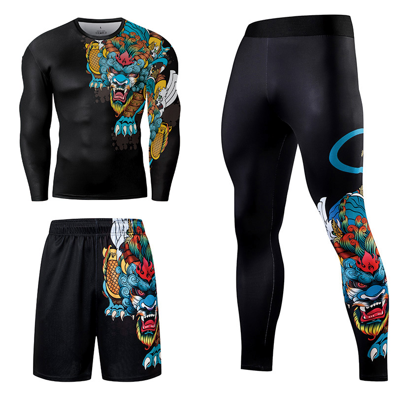2/3PCS Men Jiu jitsu Tracksuit - Compression Long Pant reseña y precio
