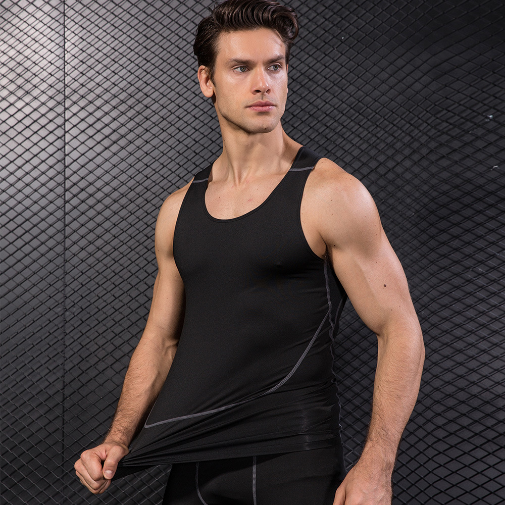 Men Black Sport Skinny Vest Ti - T Shirt Tight Fit reseña y precio