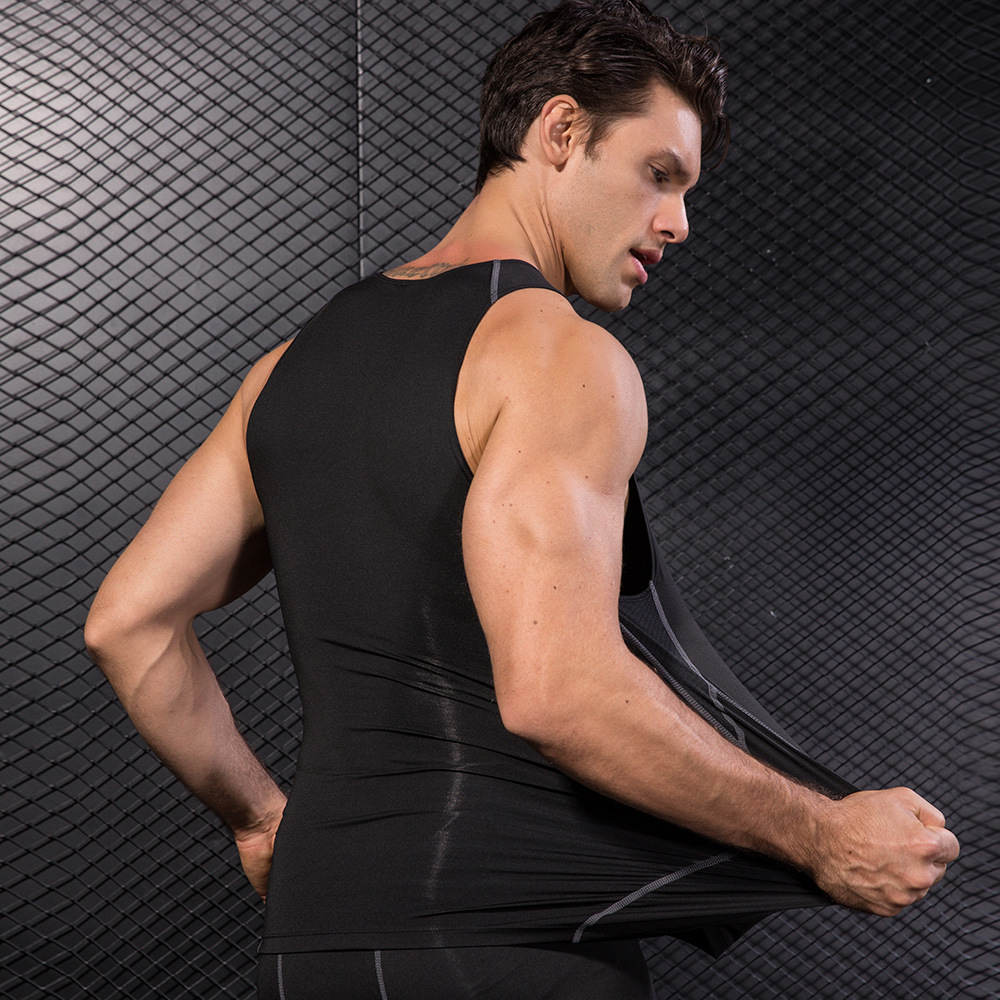 Men Black Sport Skinny Vest Ti - T Shirt Tight Fit reseña y precio
