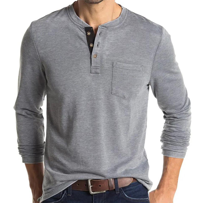 Men's Long Sleeve Henley Style - Undershirt Crew Neck reseña y precio