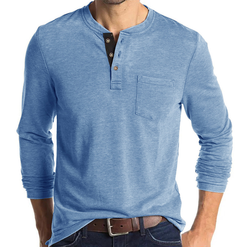 Men's Long Sleeve Henley Style - Undershirt Crew Neck reseña y precio