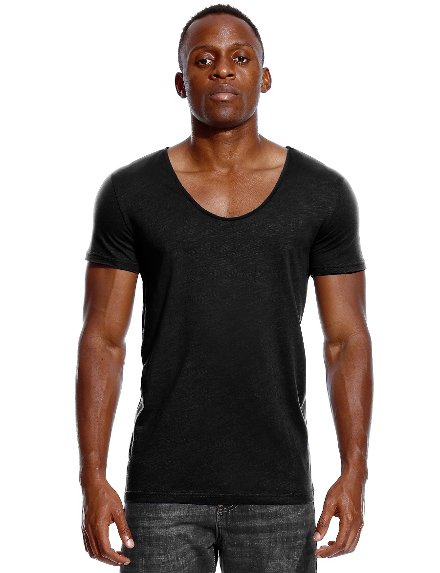Scoop Neck T Shirt for Men Low - Undershirt Crew Neck reseña y precio