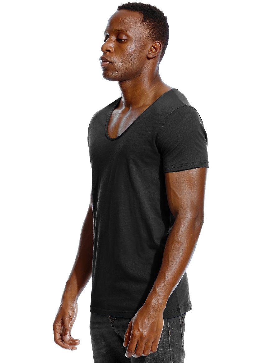 Scoop Neck T Shirt for Men Low - Undershirt Crew Neck reseña y precio