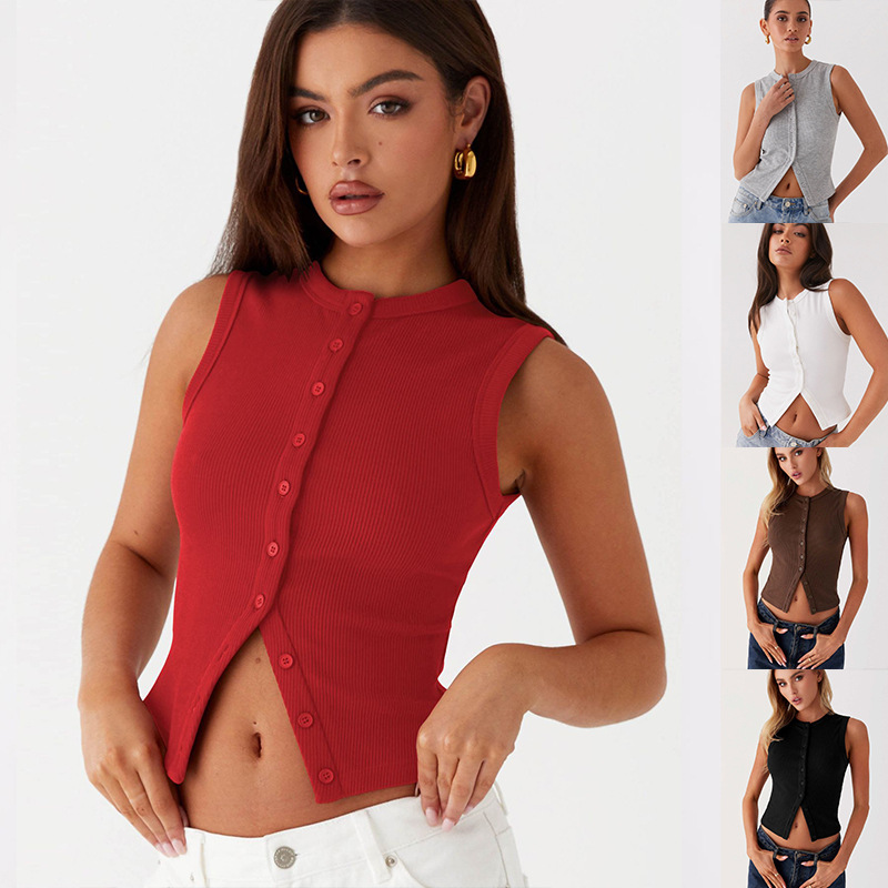 Ribbed Tank Button Crop Top Y2 - Tank Top Ribbed reseña y precio