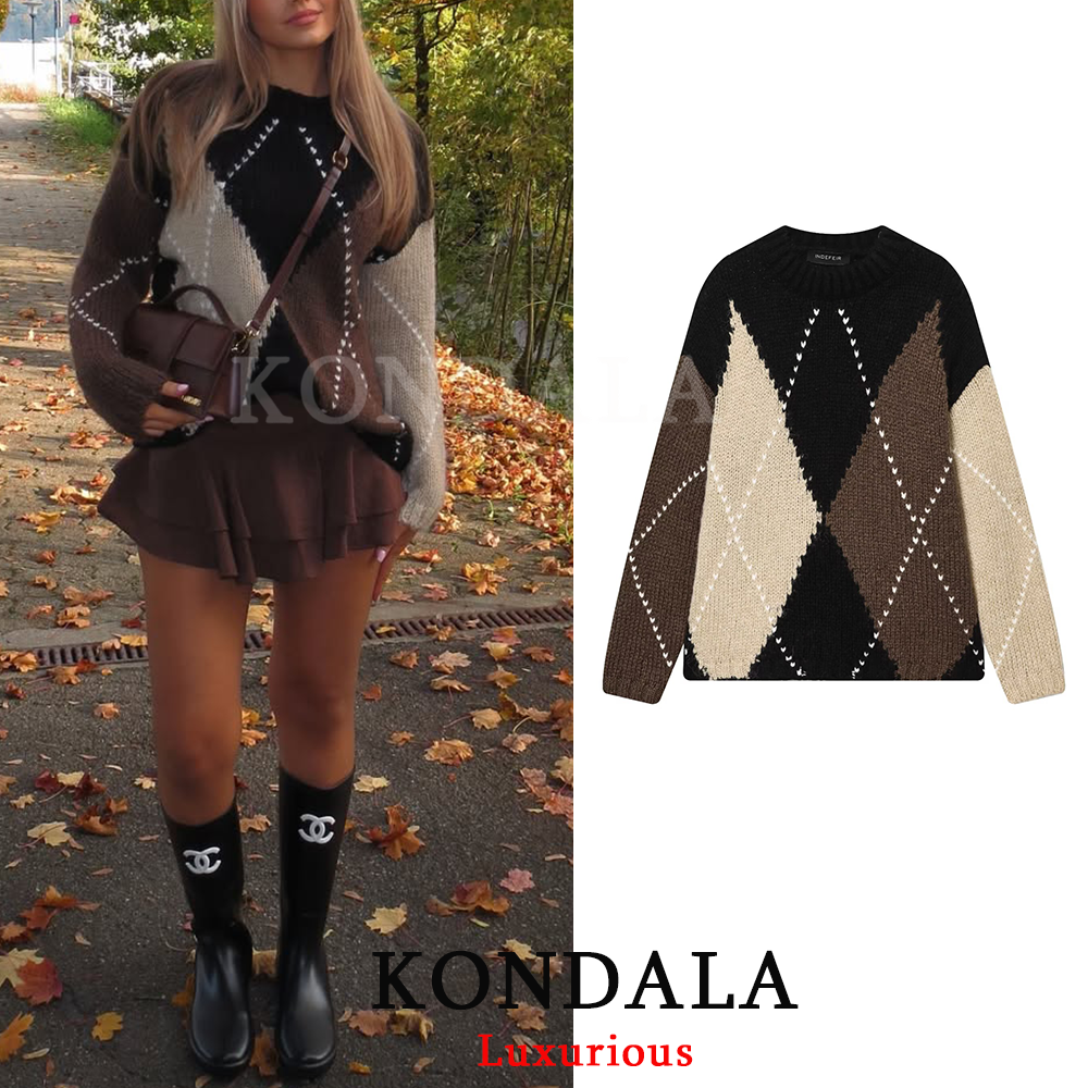 KONDALA Vintage Plaid Knit Swe - Thermal Long John reseña y precio