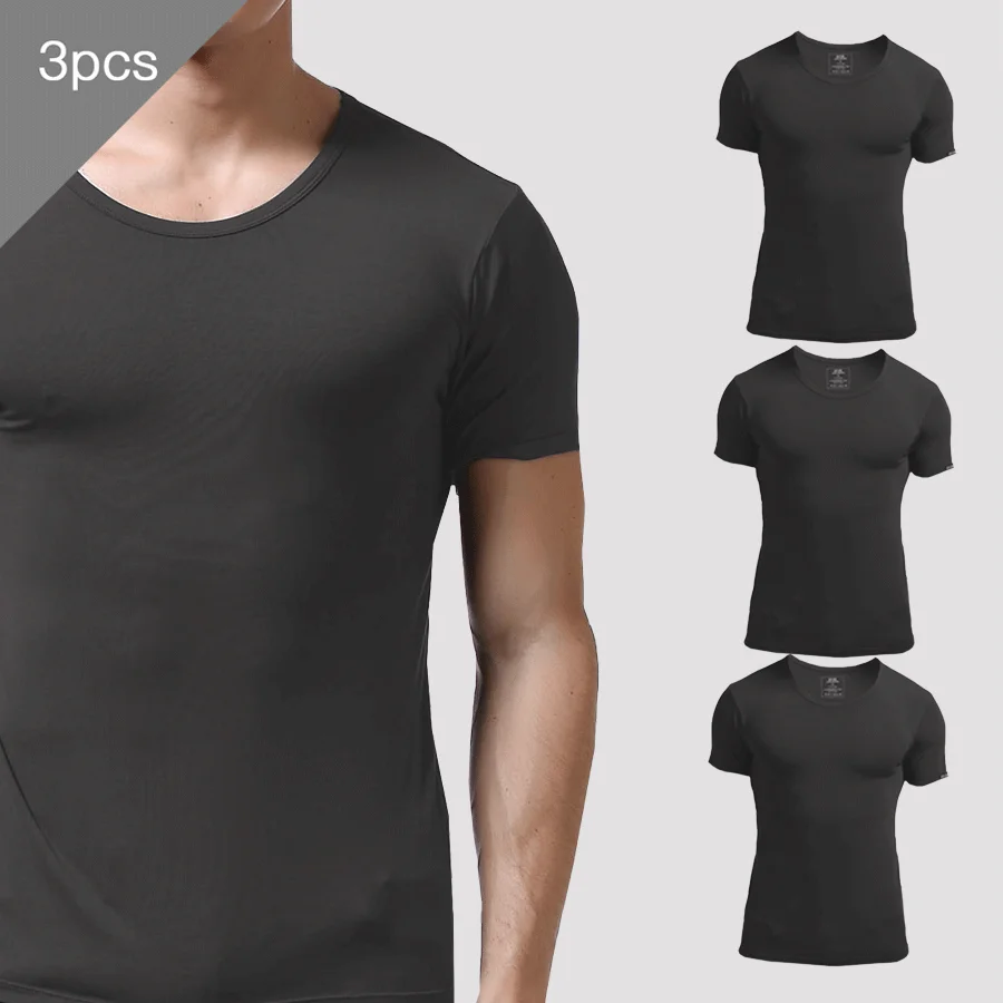 3PCS Men's Summer Short Sleeve - Undershirt Crew Neck reseña y precio