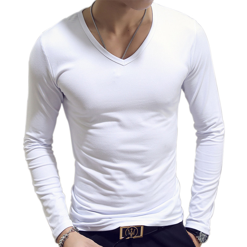 V Neck Mens T Shirts Plain Lon - Undershirt Crew Neck reseña y precio