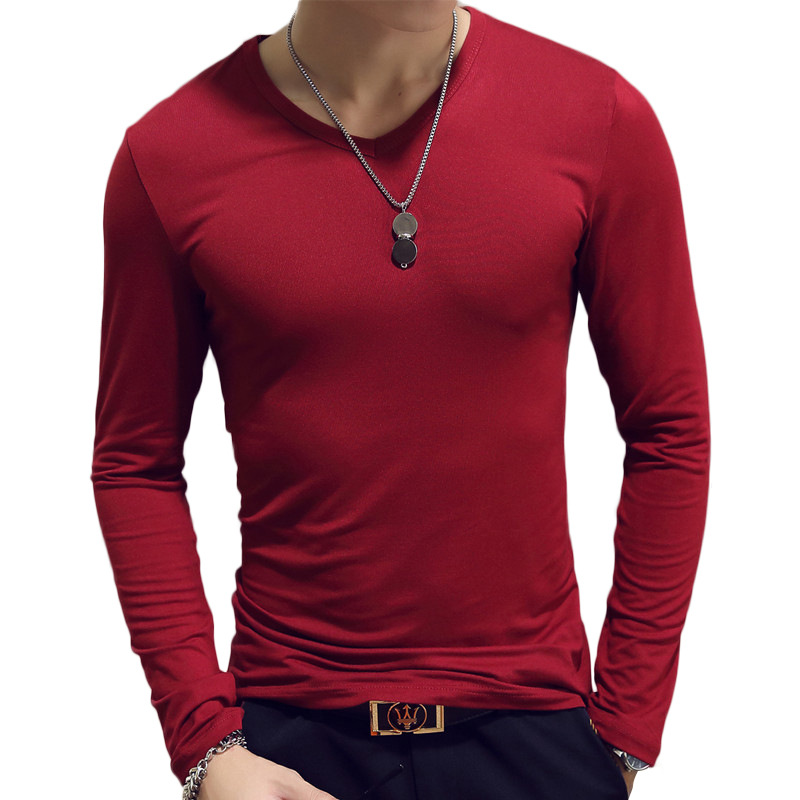 V Neck Mens T Shirts Plain Lon - Undershirt Crew Neck reseña y precio