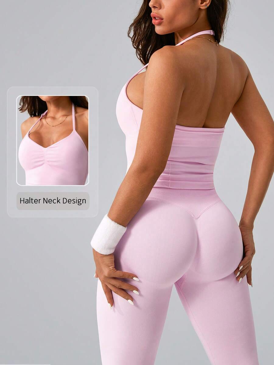 Womens Halter Neck Yoga Set Ri - Tank Top Ribbed reseña y precio