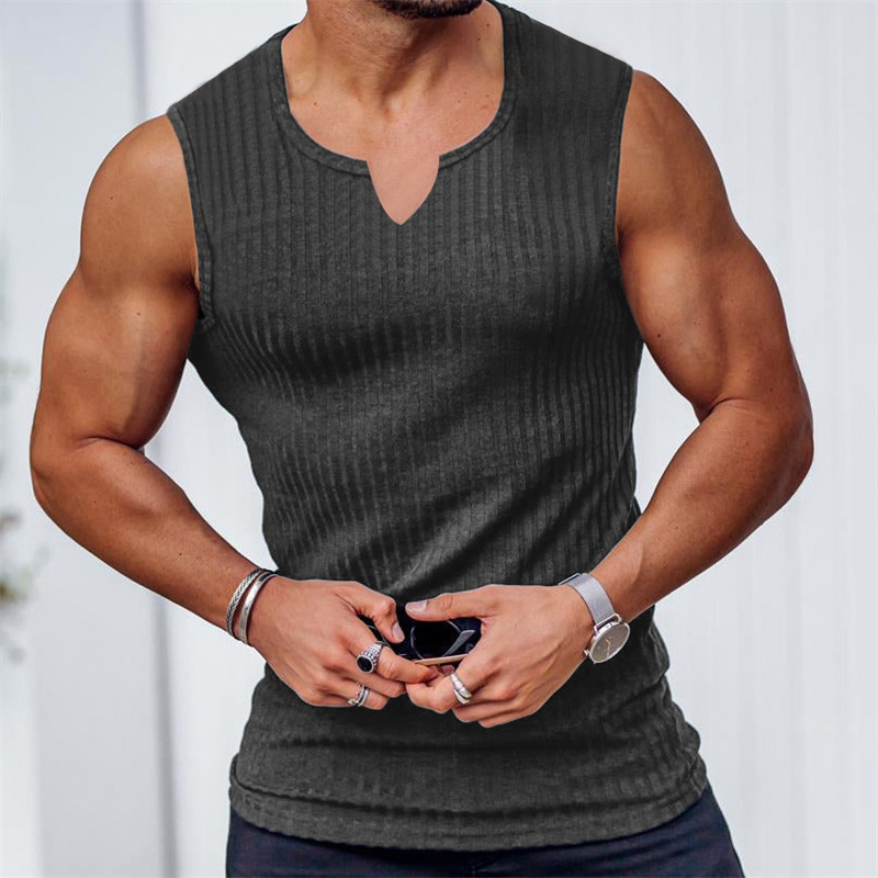 2024 Summer new men V-neck Ves - Undershirt Crew Neck reseña y precio