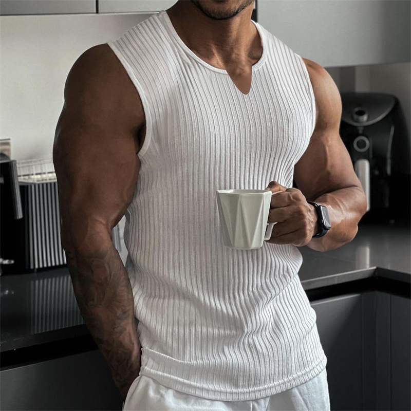 2024 Summer new men V-neck Ves - Undershirt Crew Neck reseña y precio