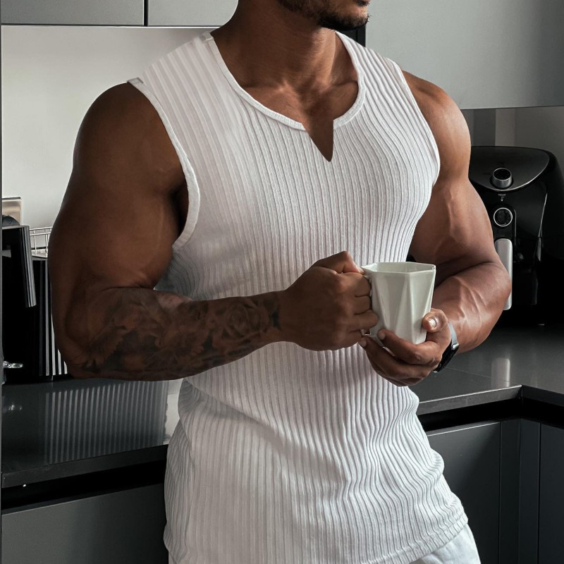 2024 Summer new men V-neck Ves - Undershirt Crew Neck reseña y precio