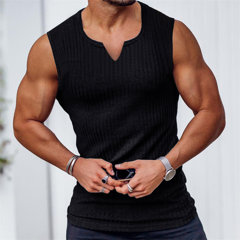 2024 Summer new men V-neck Ves - Undershirt Crew Neck reseña y precio