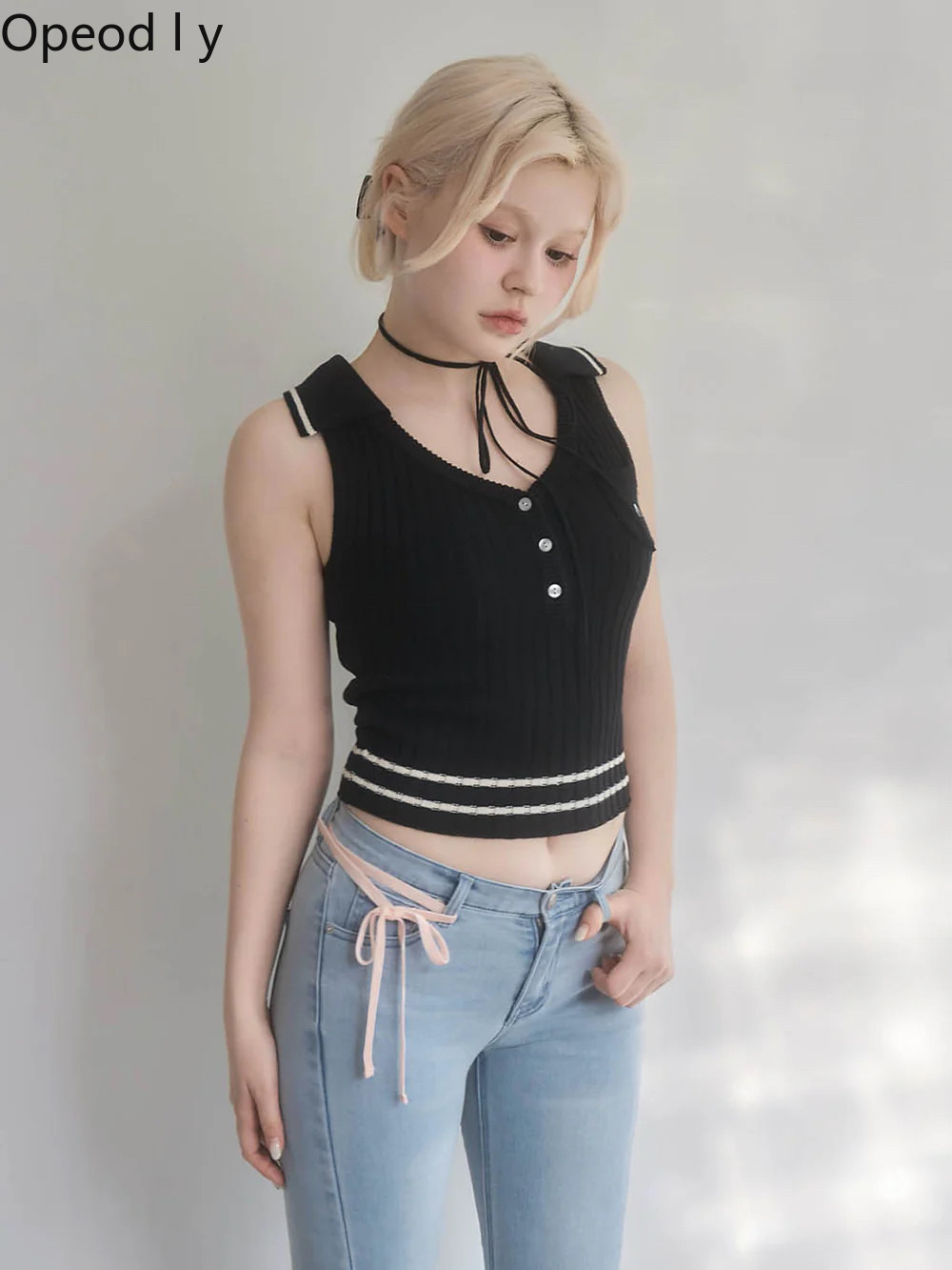 Japanese Sweet Lapel Twist V-n - Suspender Tank Top reseña y precio