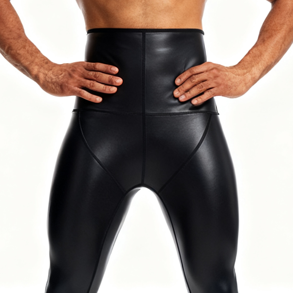 Sexy Men PU Leather Long Pants - Compression Long Pant reseña y precio