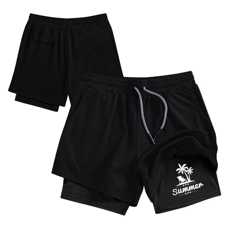 Summer Men's Double Layer Runn - Compression Shorts Athletes reseña y precio