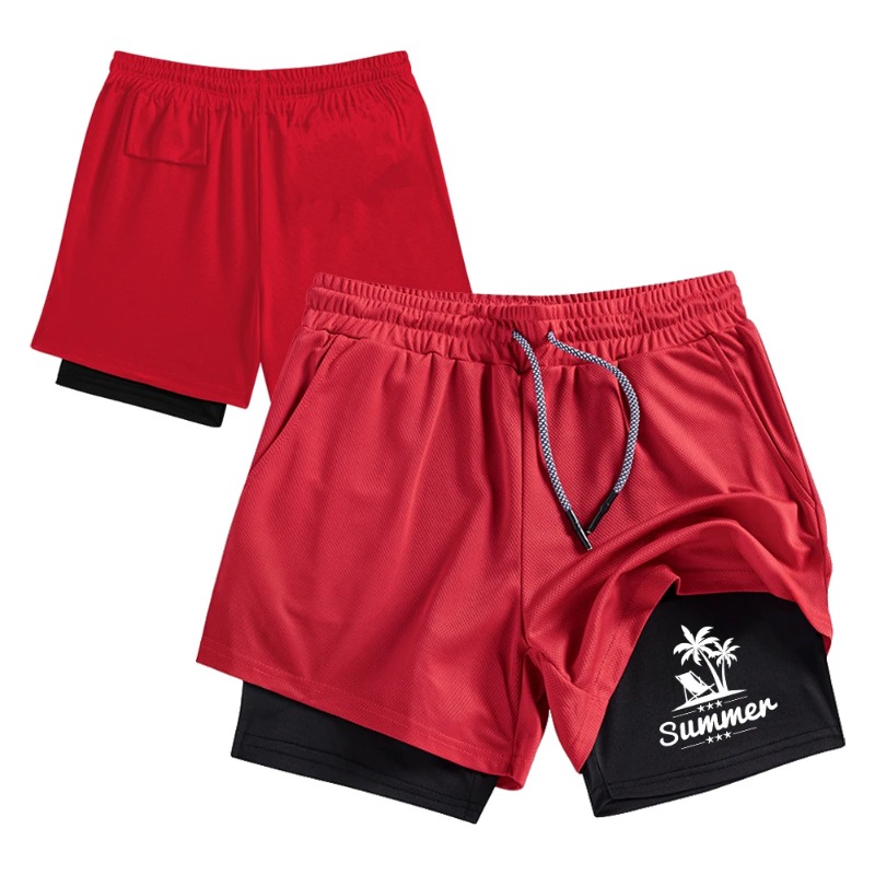 Summer Men's Double Layer Runn - Compression Shorts Athletes reseña y precio
