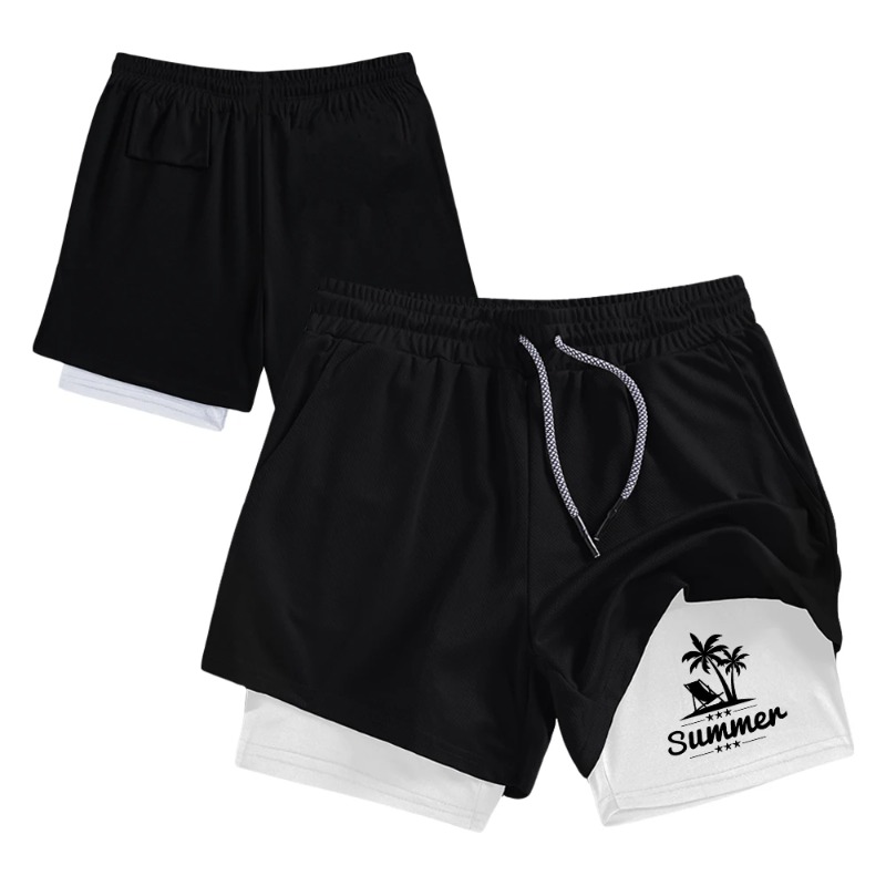 Summer Men's Double Layer Runn - Compression Shorts Athletes reseña y precio