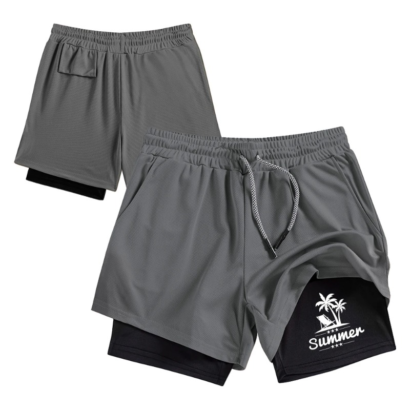 Summer Men's Double Layer Runn - Compression Shorts Athletes reseña y precio