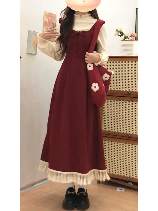 Elegant Red Tassel Vest Dress  - Base Layer Top reseña y precio