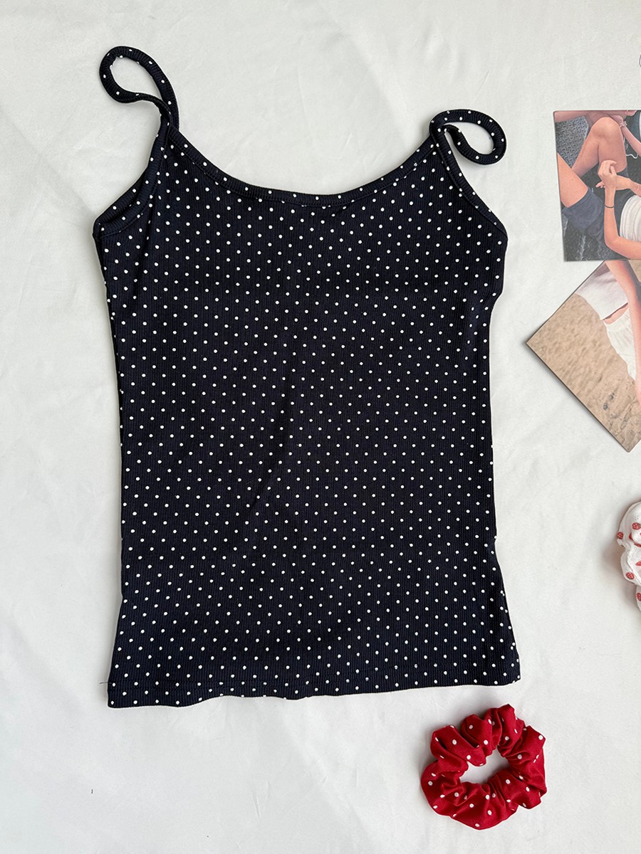 Navy Dot Ribbed Shorts Sets Wo - Tank Top Ribbed reseña y precio