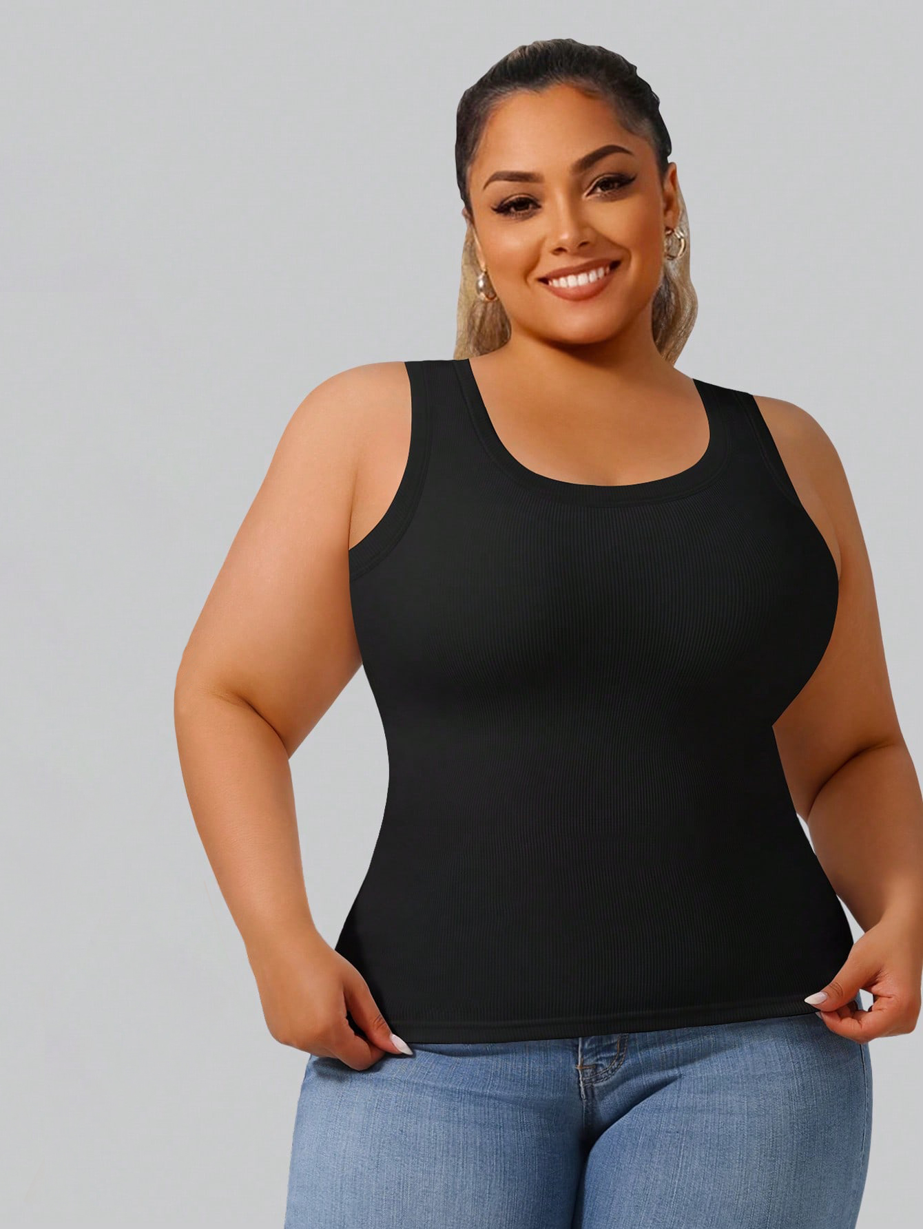 Plus Size Women's High Stretch - Tank Top Ribbed reseña y precio